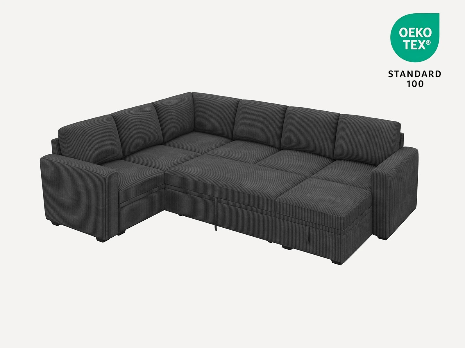 7-Piece Corduroy Modular Sleeper #Color_Corduroy Grey