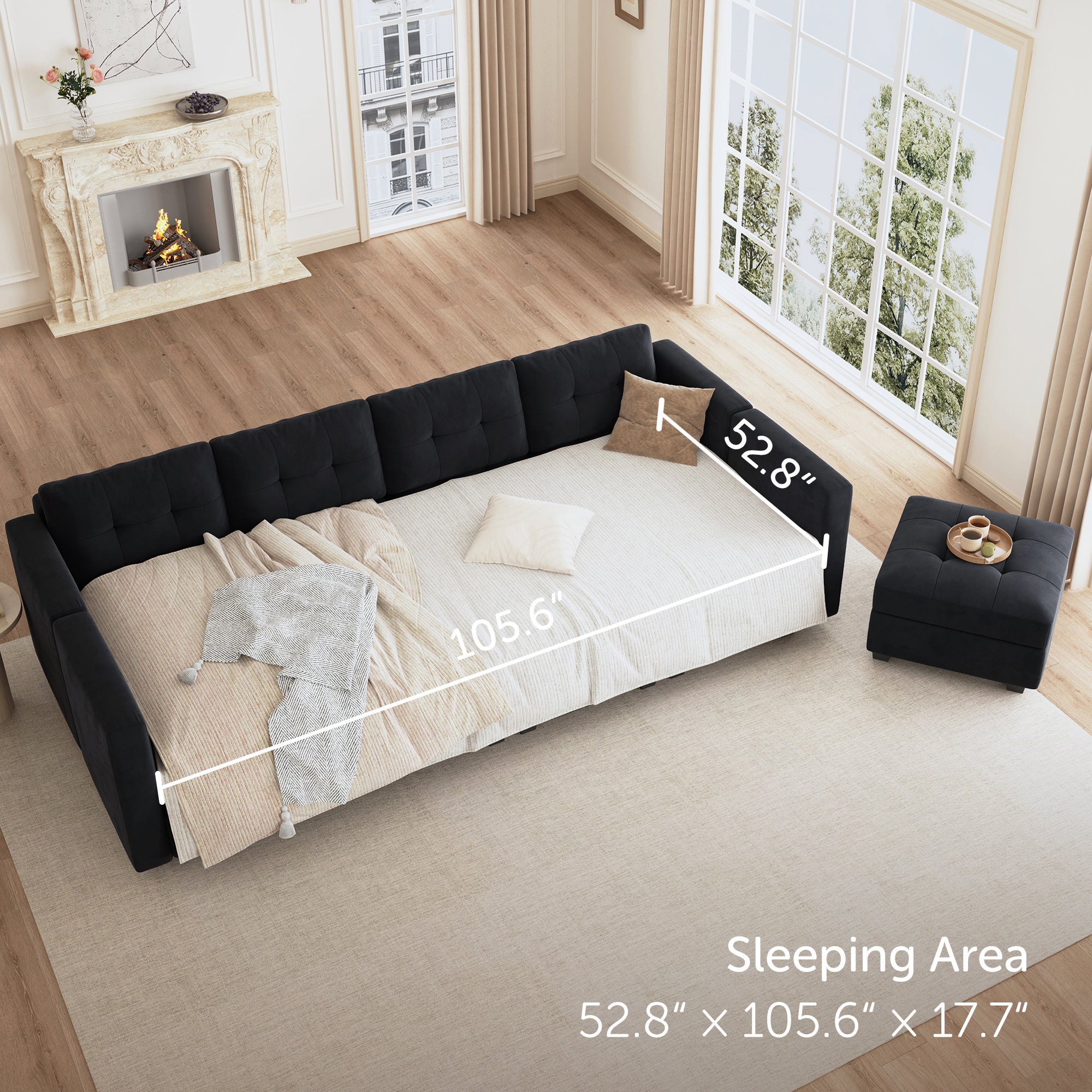 HONBAY Velvet Tufted 9-Seat Modular Sofa Oversized U Shaped with Storage & Convertible Ottomans