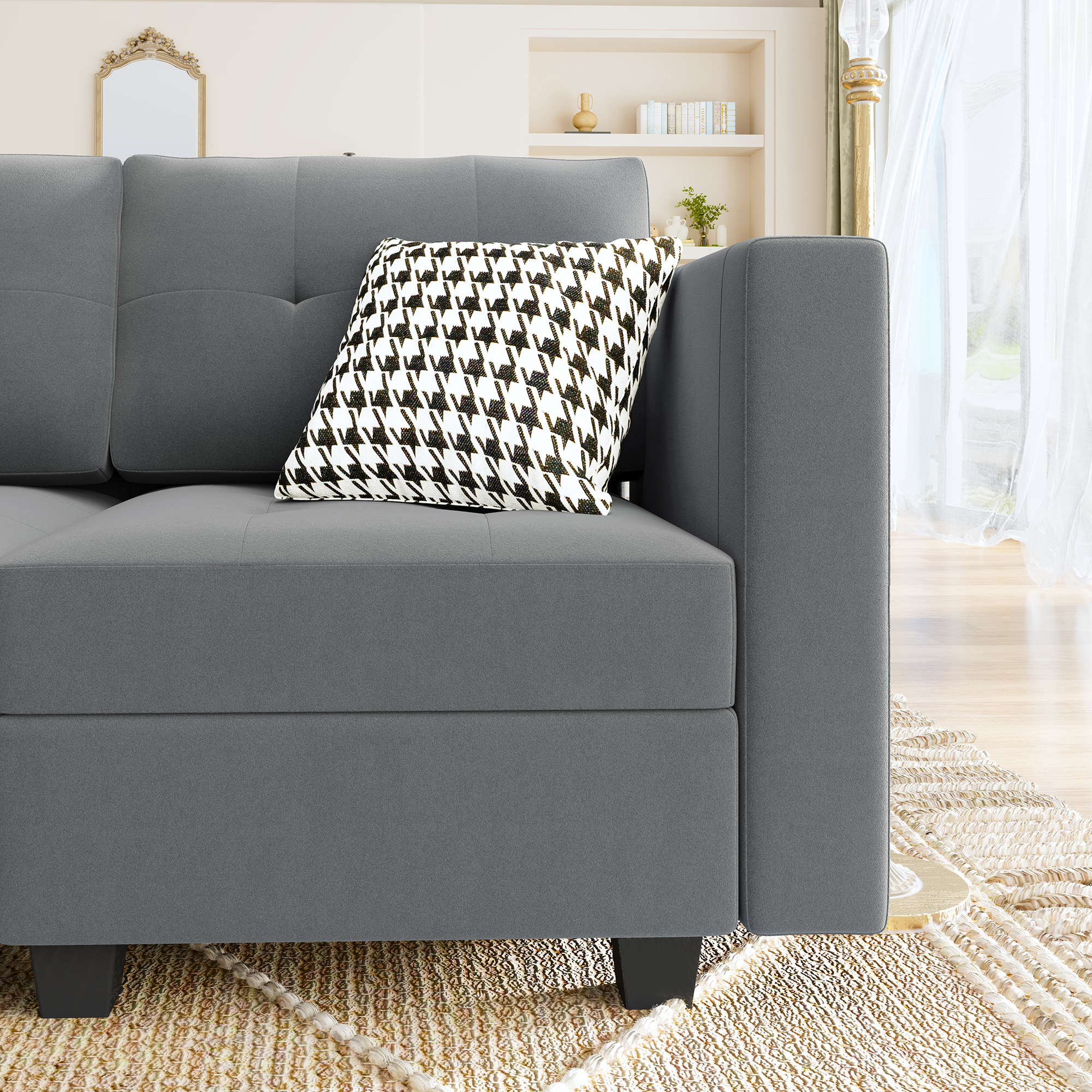 HONBAY Velvet Tufted 13-Seat Modular Storage Sofa & 2 Convertible Chaises