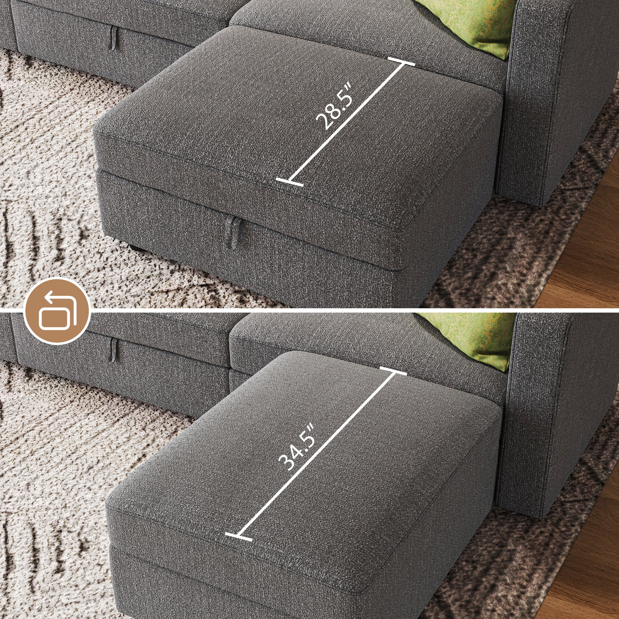 HONBAY 3-Seat Wider Modular Sofa for Home Movie Cinema Theater