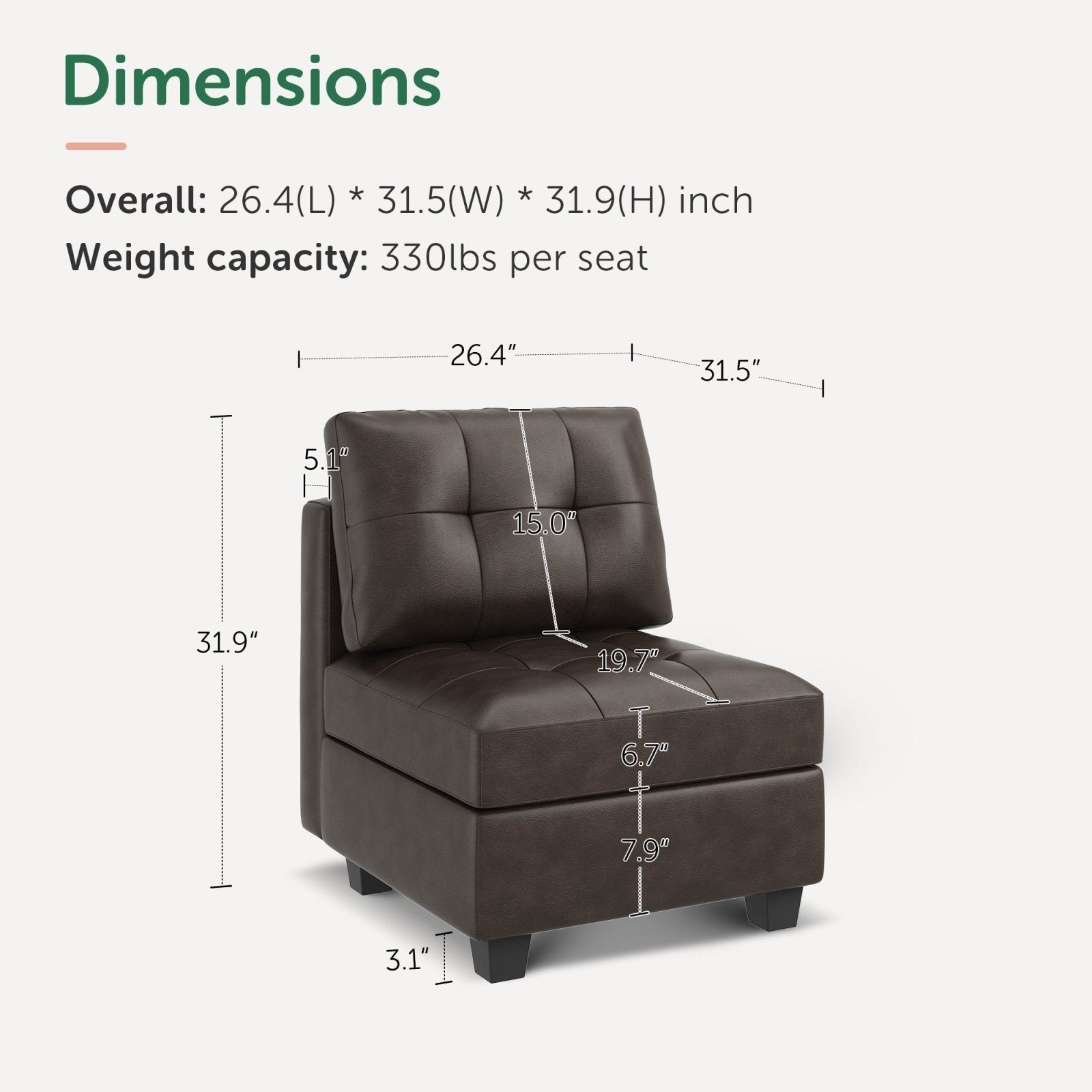 Faux Leather Modular Sectional Storage Seat
