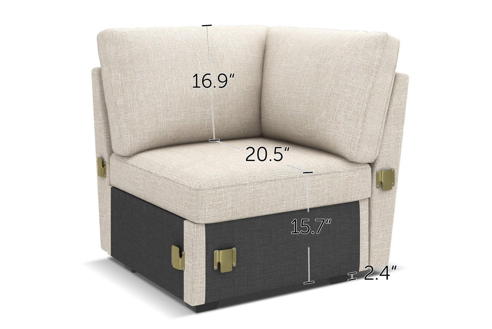 1 Piece Modular Sectional Corner Seat With Dimensions#Color_Beige