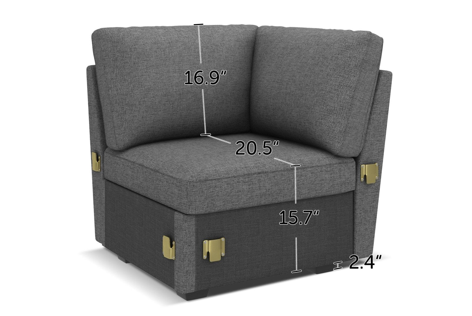 Piece Modular Sectional Corner Seat in #Color_Dark Grey