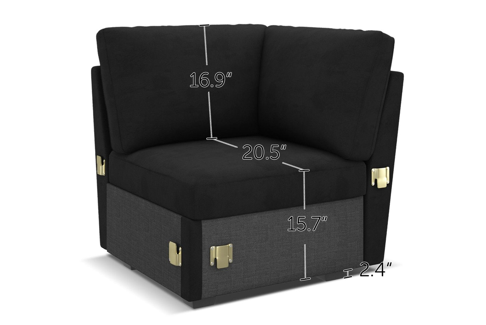 HONBAY 1 Piece Modular Sectional Corner Seat #Color_Velvet Black