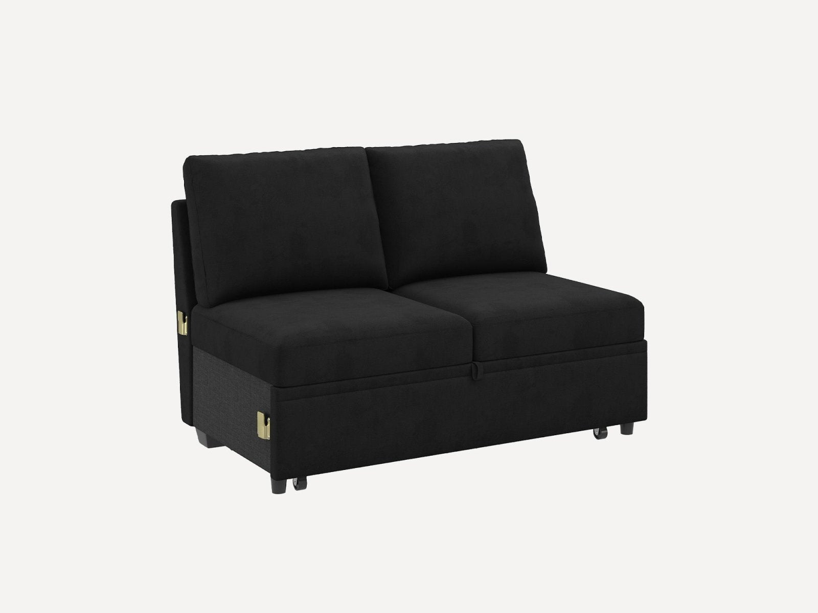 HONBAY 1 Piece Modular Sectional Pull Out Bed #Color_Velvet Black