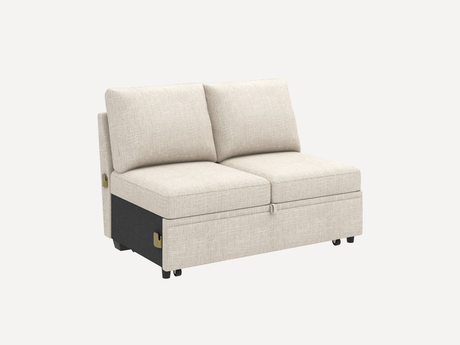 HONBAY 1 Piece Modular Sectional Pull Out Bed #Color_Beige