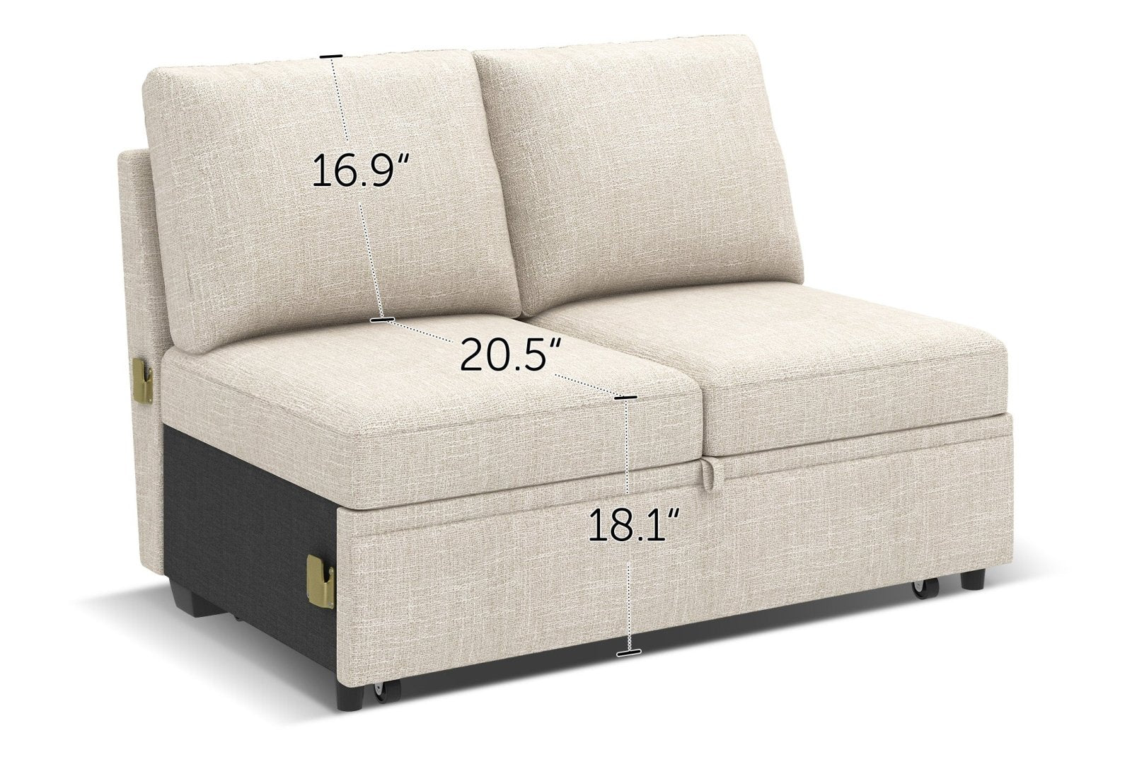HONBAY 1 Piece Modular Sectional Pull Out Bed #Color_Beige