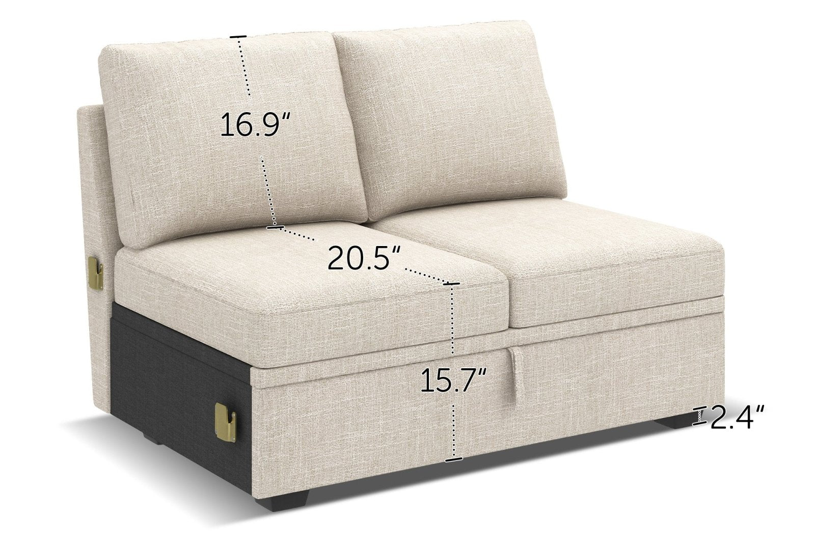 HONBAY 1 Piece Modular Sectional Storage Loveseat #Color_Beige