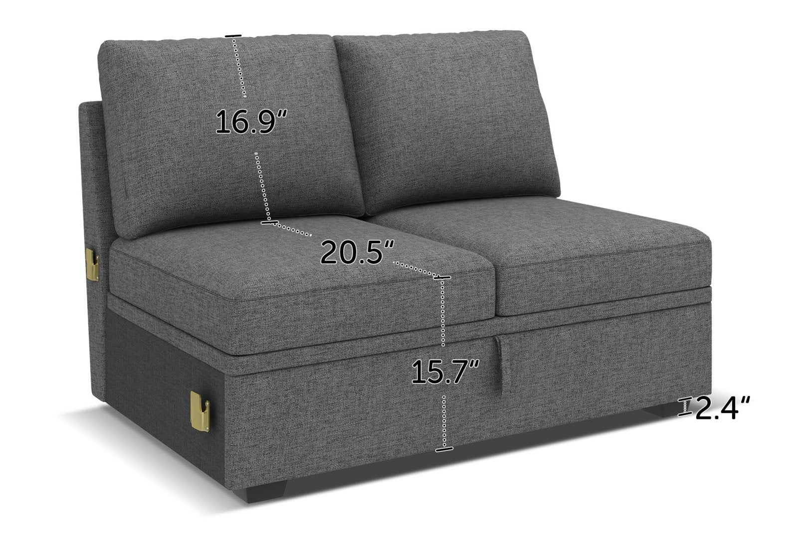 HONBAY 1 Piece Modular Sectional Storage Loveseat #Color_Dark Grey