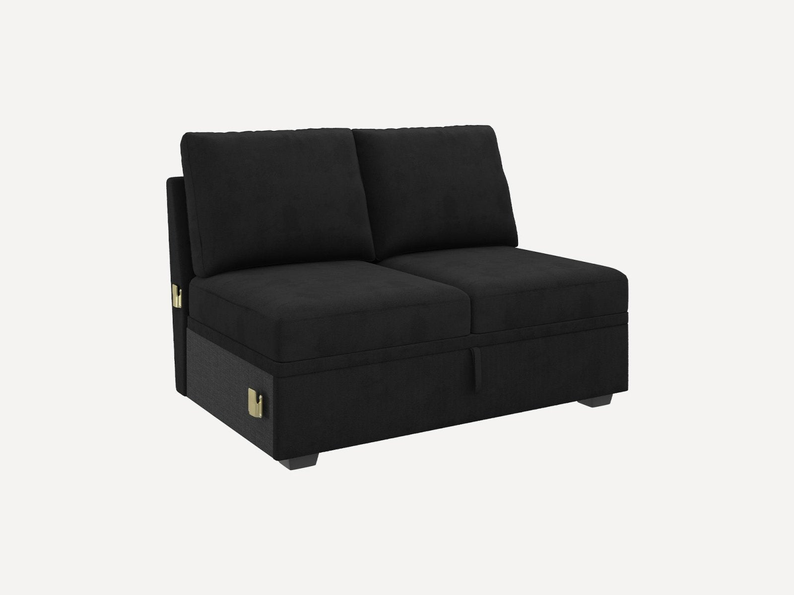 HONBAY 1 Piece Modular Sectional Storage Loveseat #Color_Velvet Black