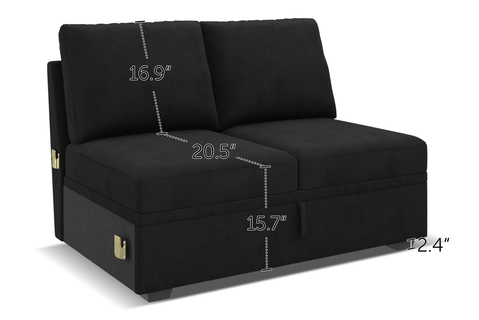 HONBAY 1 Piece Modular Sectional Storage Loveseat #Color_Velvet Black