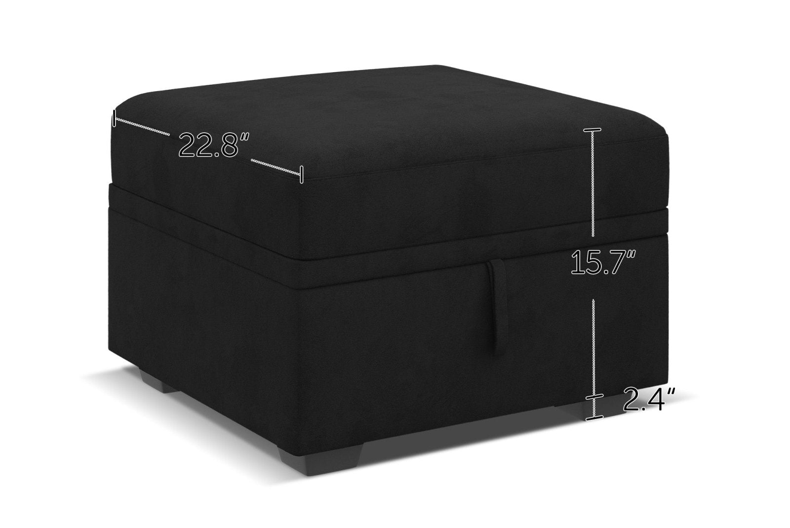 HONBAY 1 Piece Modular Sectional Storage Ottoman #Color_Velvet Black