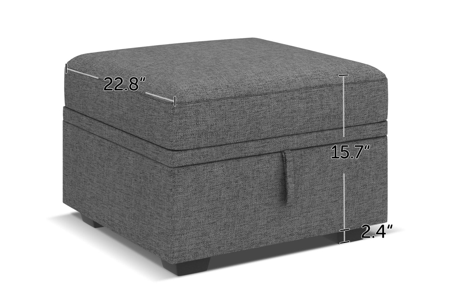HONBAY 1 Piece Modular Sectional Storage Ottoman #Color_Dark Grey