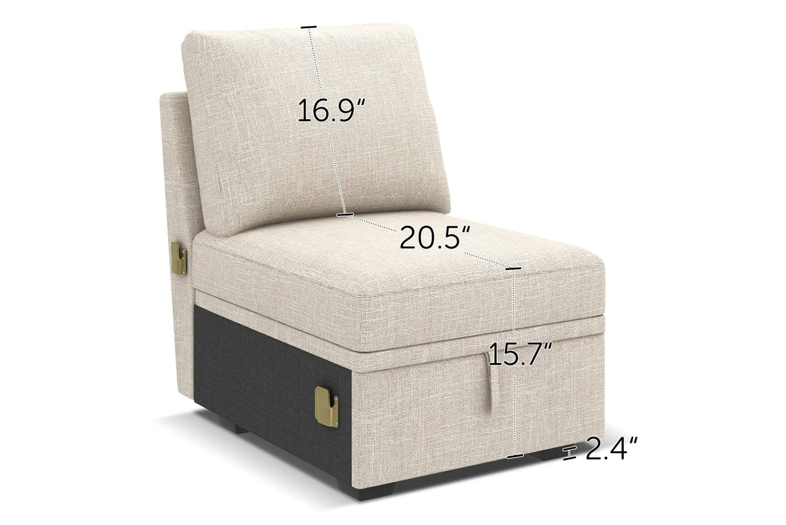 HONBAY 1 Piece Modular Sectional With Storage Seat #Color_Beige