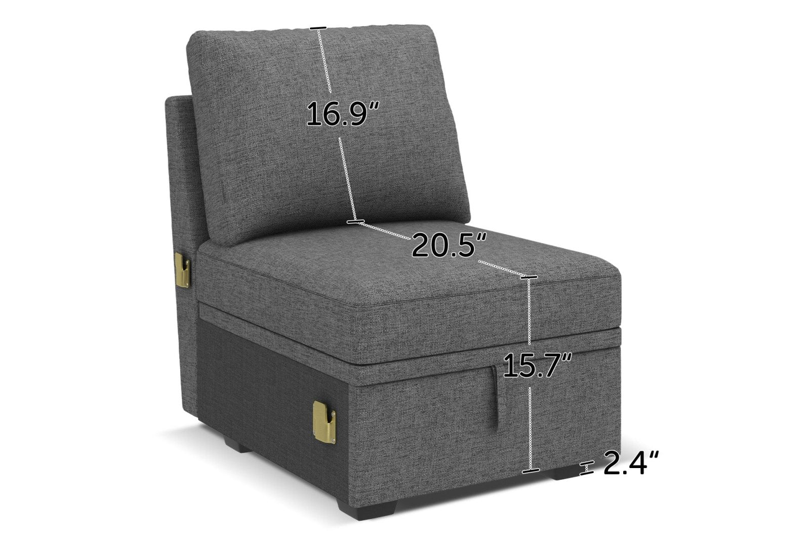 HONBAY 1 Piece Modular Sectional With Storage Seat #Color_Dark grey
