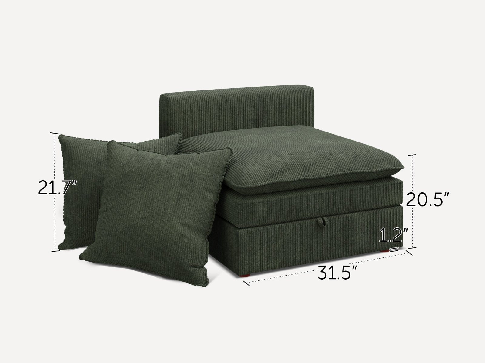 HONBAY 1 Piece Plush double-layer Cushion Corduroy Modular Sectional Seat
#Color_Corduroy Green