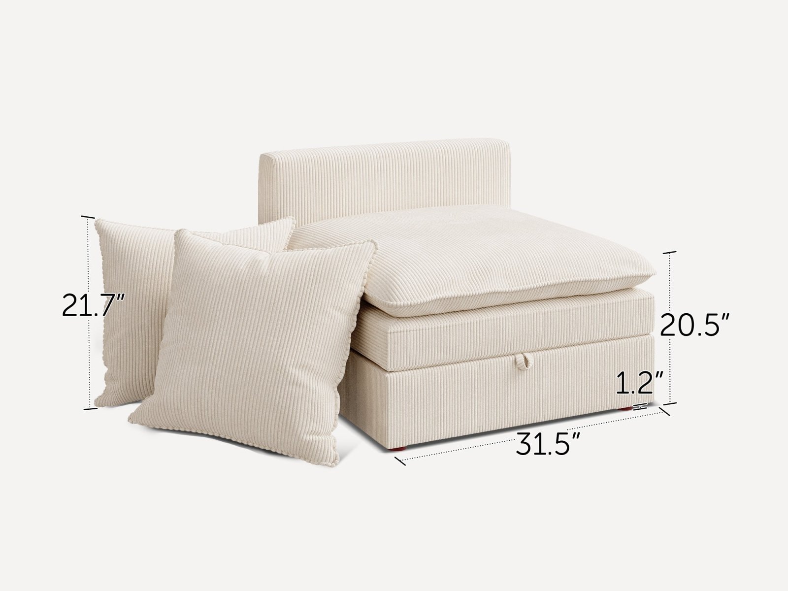 HONBAY 1 Piece Plush double-layer Cushion Corduroy Modular Sectional Seat
#Color_Corduroy Beige