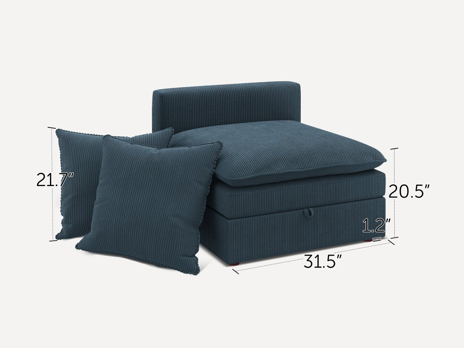 HONBAY 1 Piece Plush double-layer Cushion Corduroy Modular Sectional Seat
#Color_Corduroy Blue