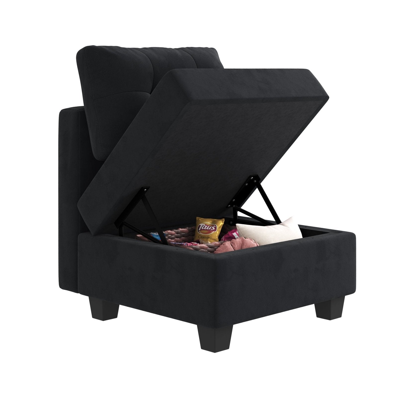 HONBAY 1 Piece Velvet Modular Sectional Storage Seat