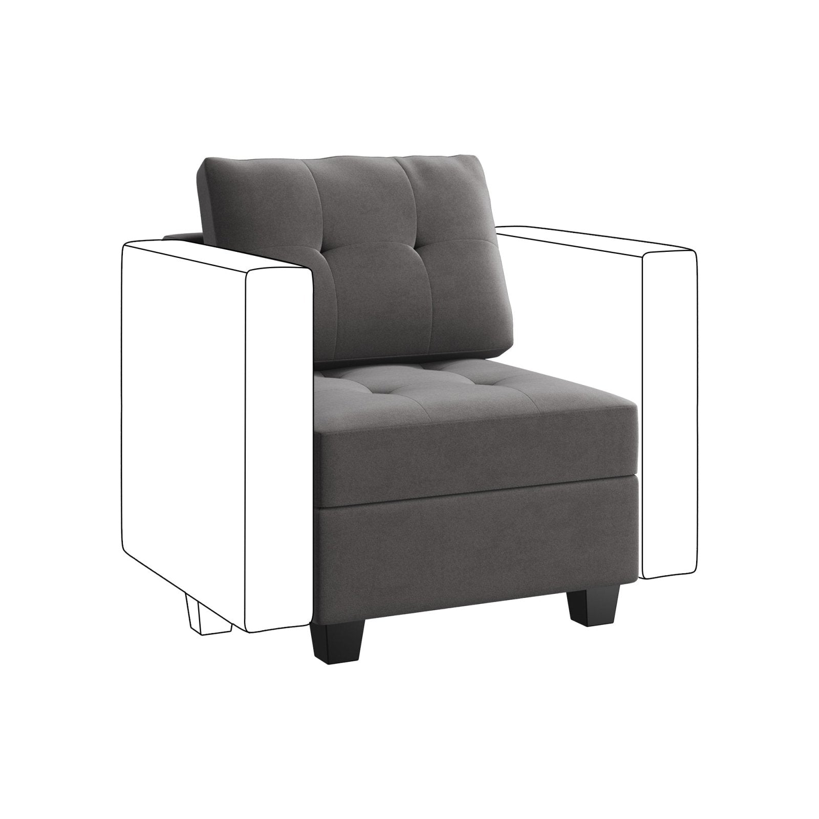 HONBAY 1 Piece Velvet Modular Sectional Storage Seat