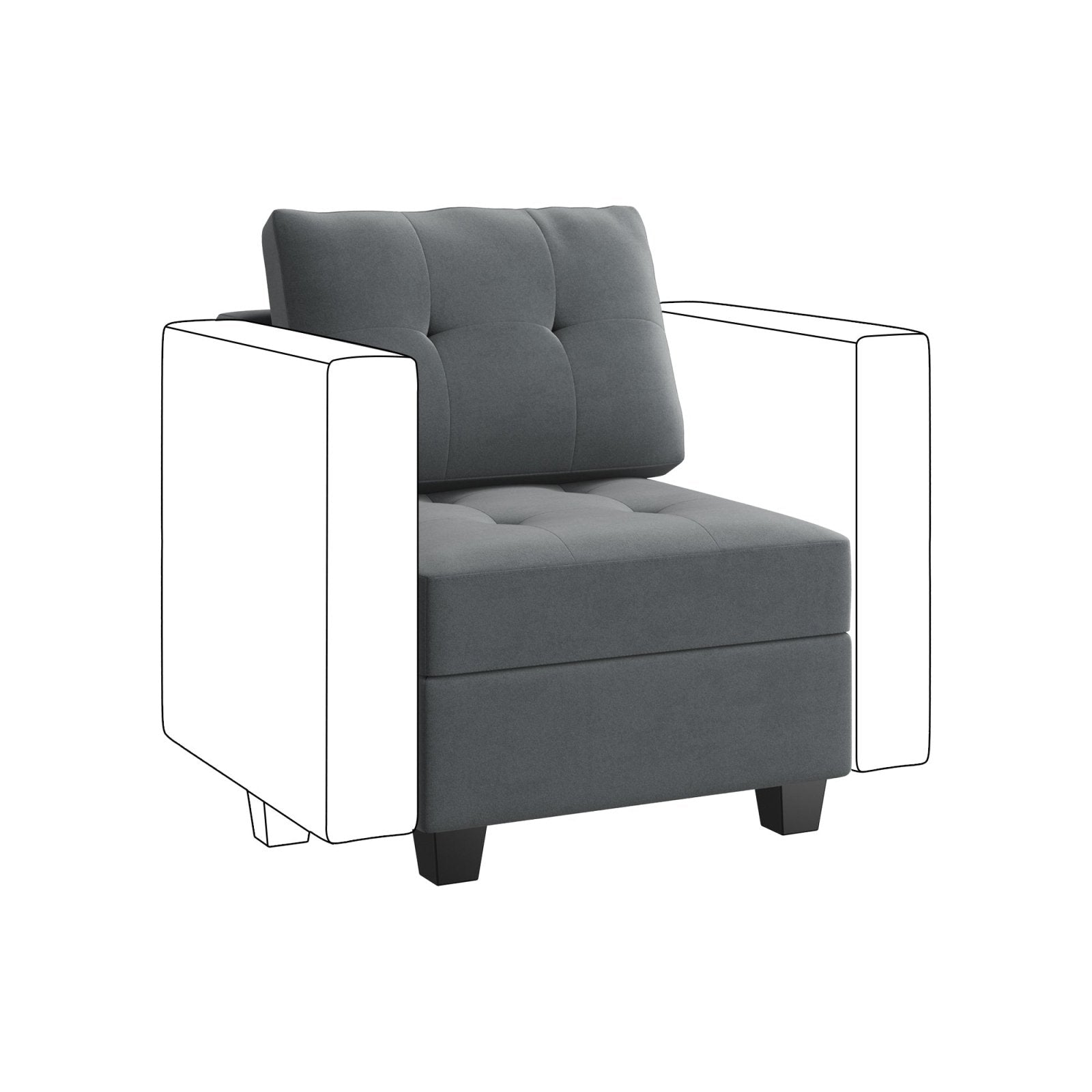 HONBAY 1 Piece Velvet Modular Sectional Storage Seat