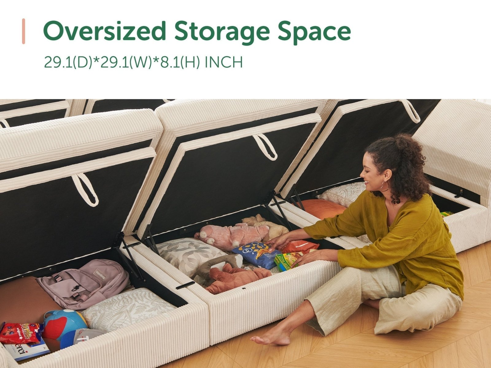 Altus 3-Piece Corduroy Oversized Cloud Sectional