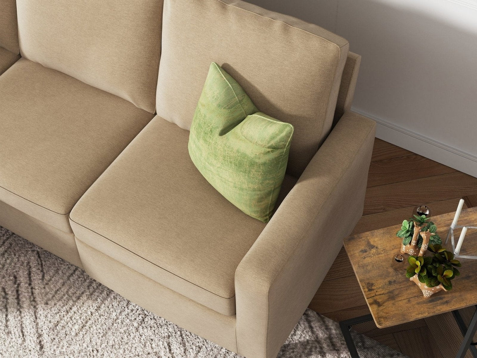 HONBAY 3-Piece Polyester Convertible Sectional Sofa