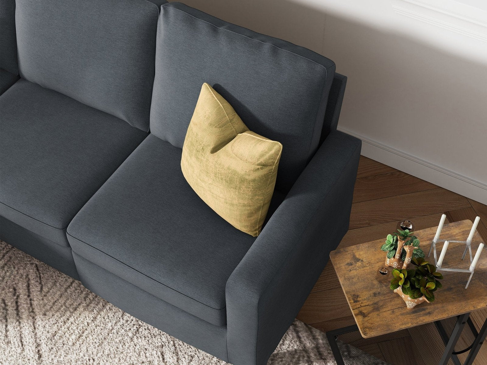 HONBAY 3-Piece Polyester Convertible Sectional Sofa