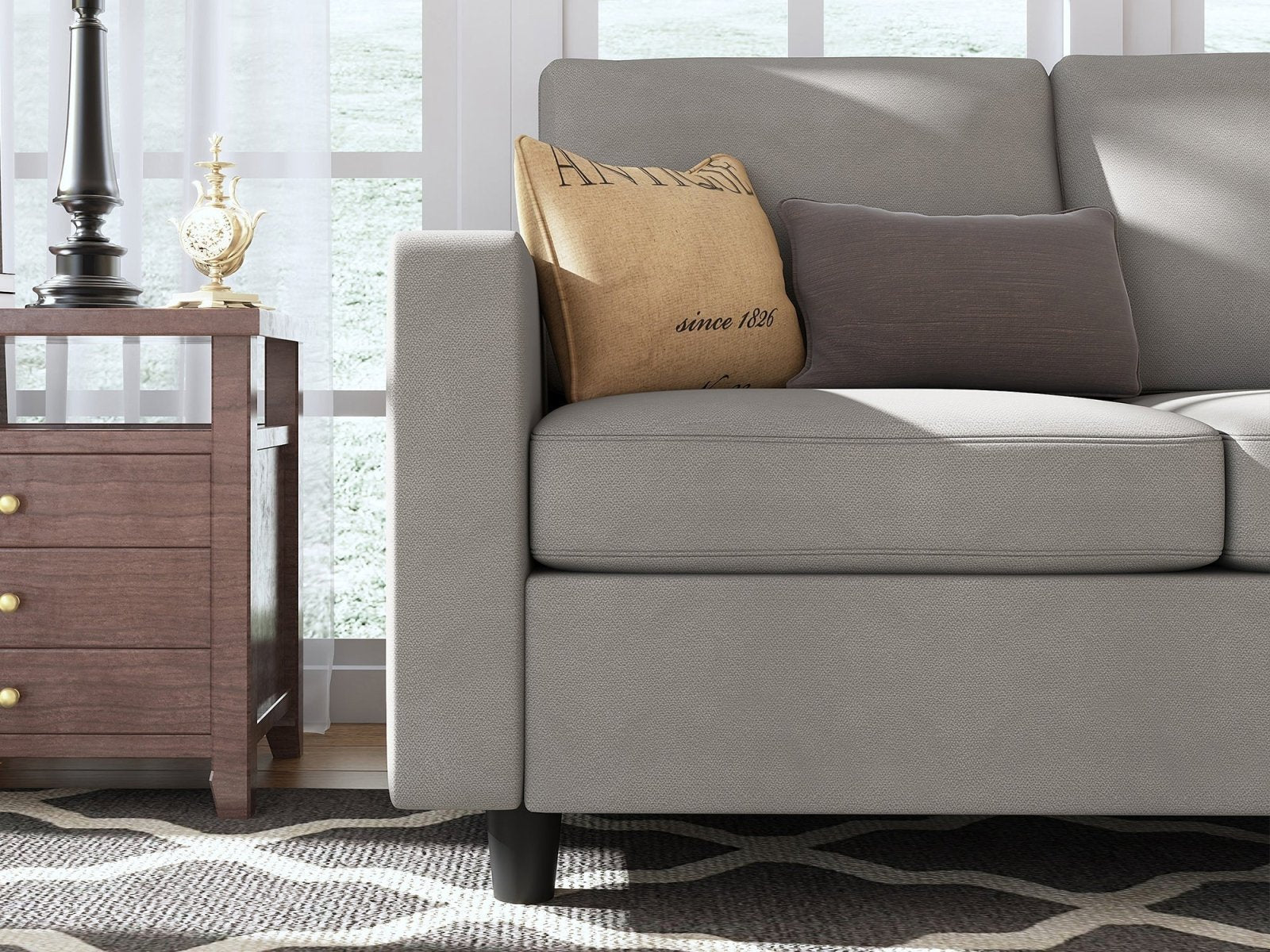 HONBAY 3-Piece Polyester Convertible Sectional Sofa
