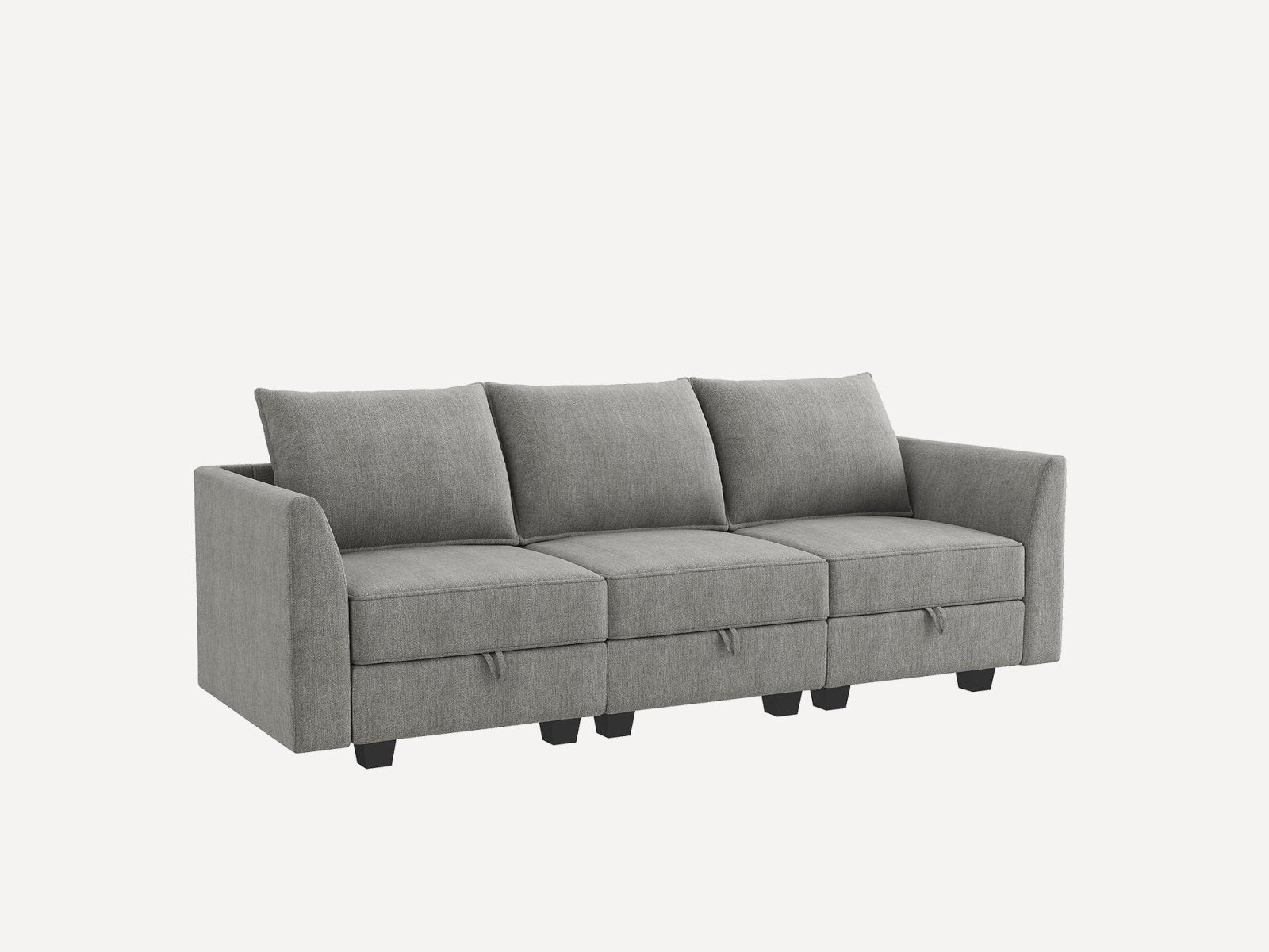 HONBAY 3-Seat Modular Sofa with Storage#Color_Grey