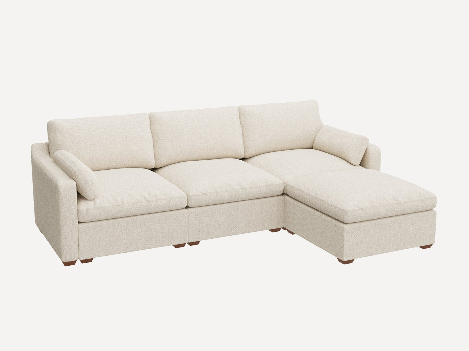 HONBAY 4-Piece Oversized Cloud Down-Filled Chenille Modular L-Shaped Sectional Sofa
#Color_Beige