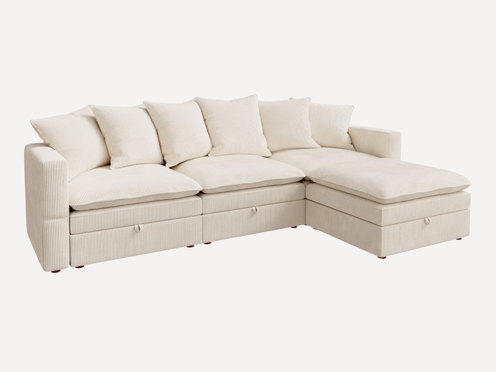 HONBAY 4-Piece Plush double-layer Cushion Corduroy Modular L-Shaped Sectional Cloud Sofa
#Color_Corduroy Beige