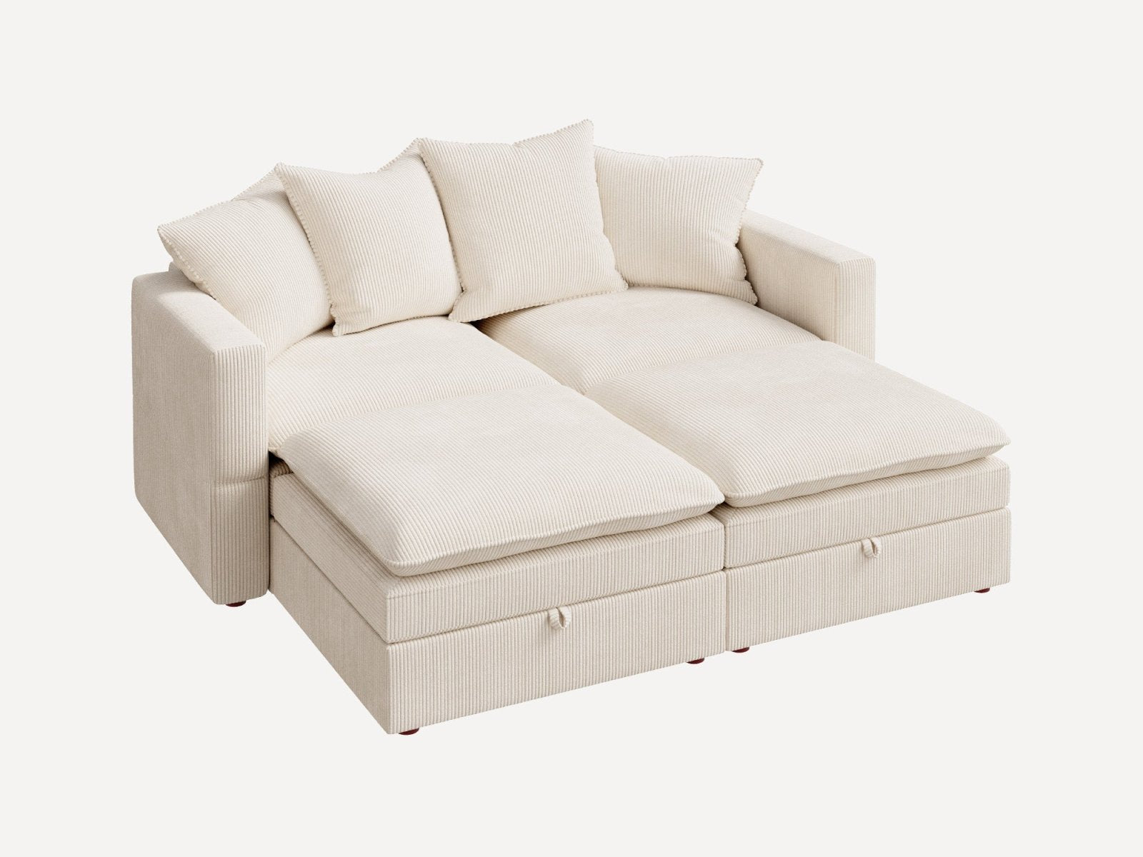 HONBAY 4-Piece Plush double-layer Cushion Corduroy Modular Sleeper Sectional Cloud Sofa
#Color_Corduroy Beige