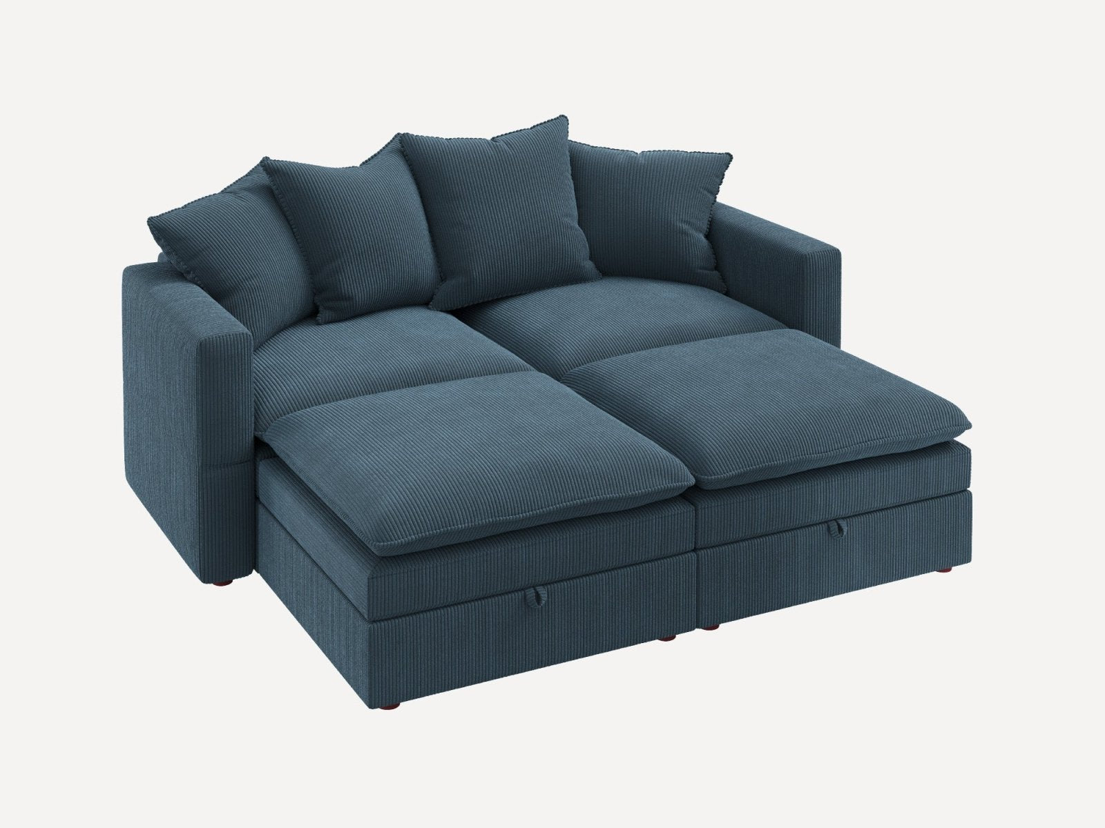 HONBAY 4-Piece Plush double-layer Cushion Corduroy Modular Sleeper Sectional Cloud Sofa
#Color_Corduroy Blue