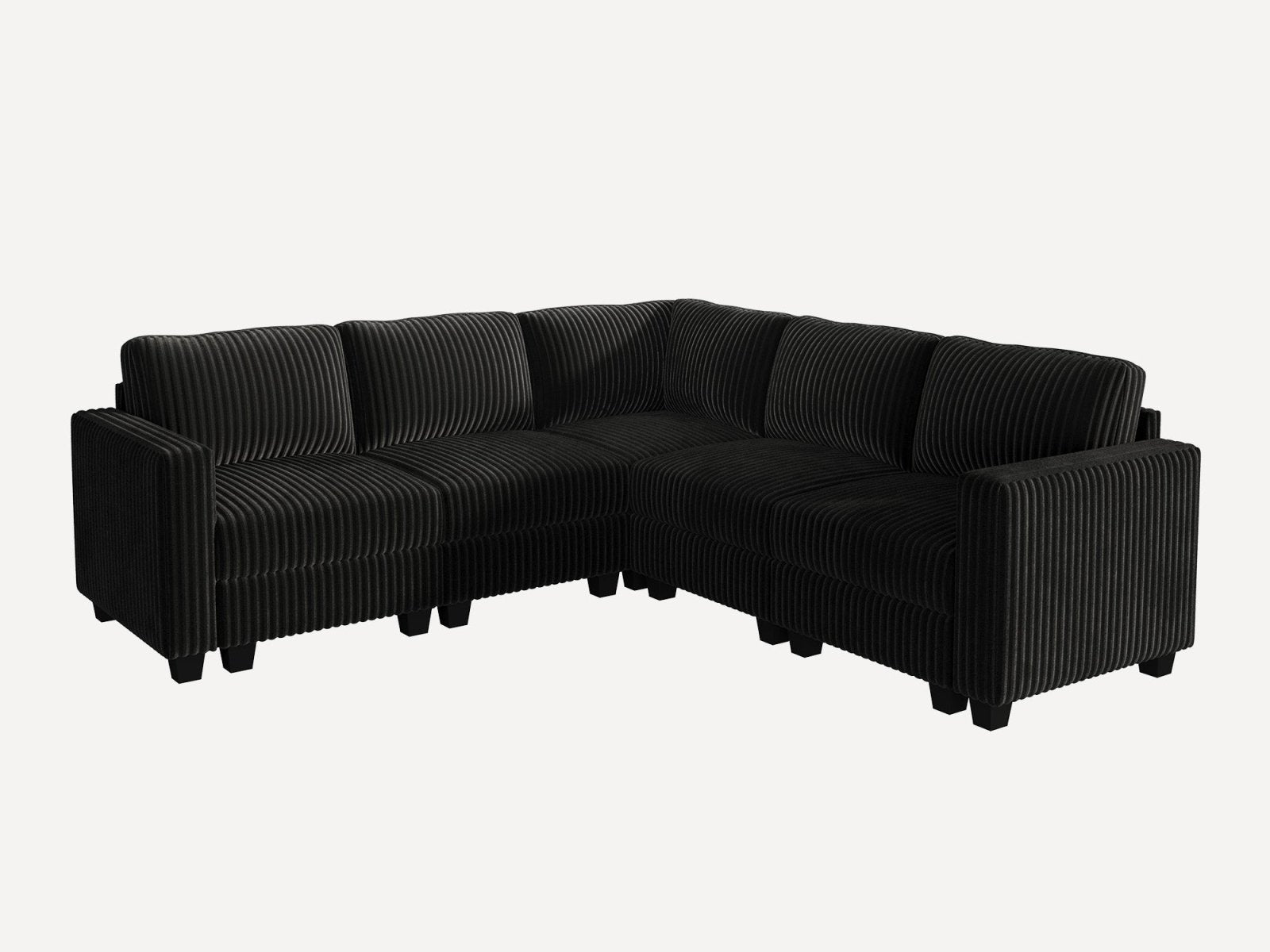 HONBAY 5-Piece Corduroy Modular L-Shaped Sectional Sofa
#Color_Corduroy Black