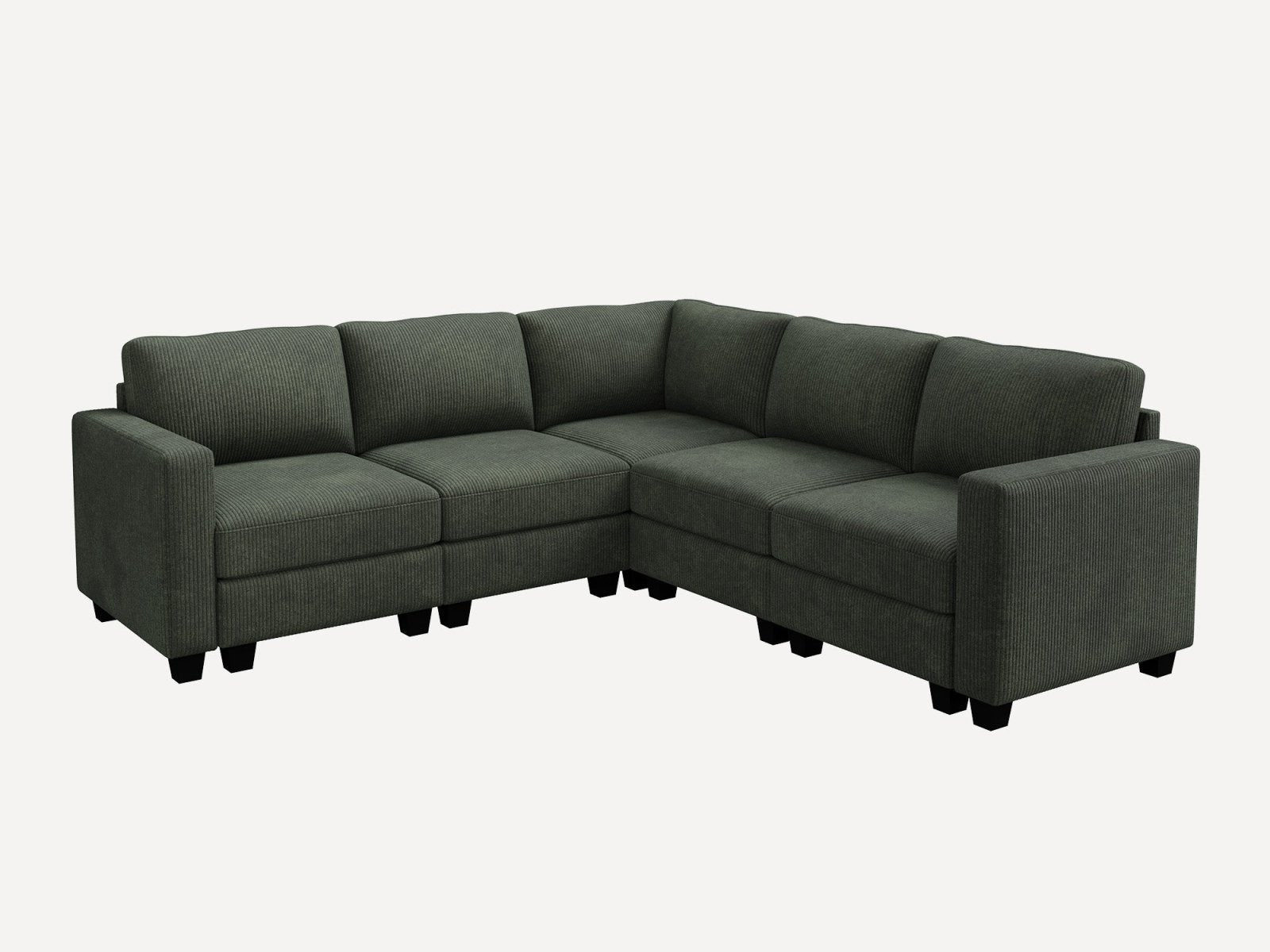 HONBAY 5-Piece Corduroy Modular L-Shaped Sectional Sofa
#Color_Corduroy Green
