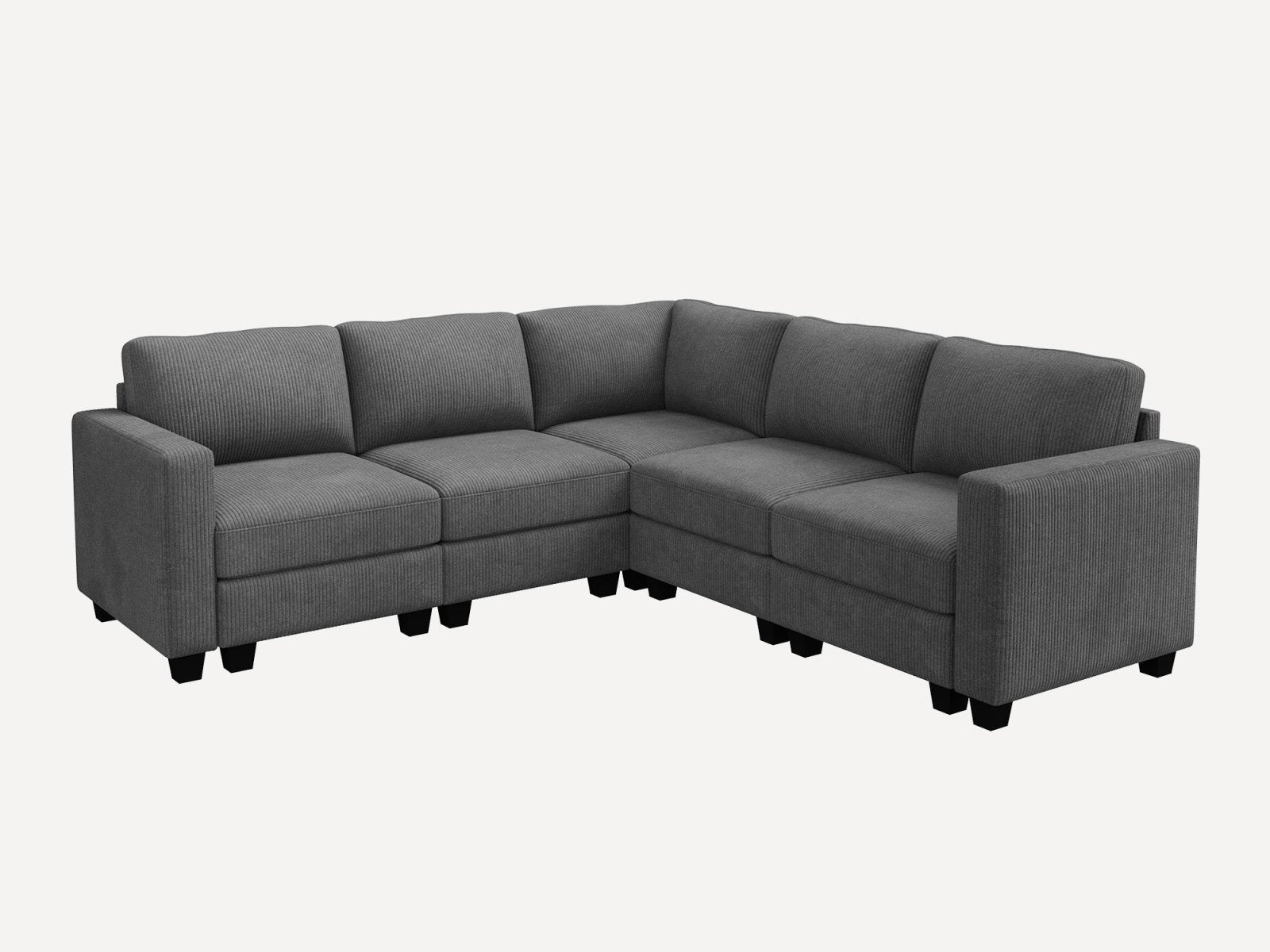 HONBAY 5-Piece Corduroy Modular L-Shaped Sectional Sofa
#Color_Corduroy Grey