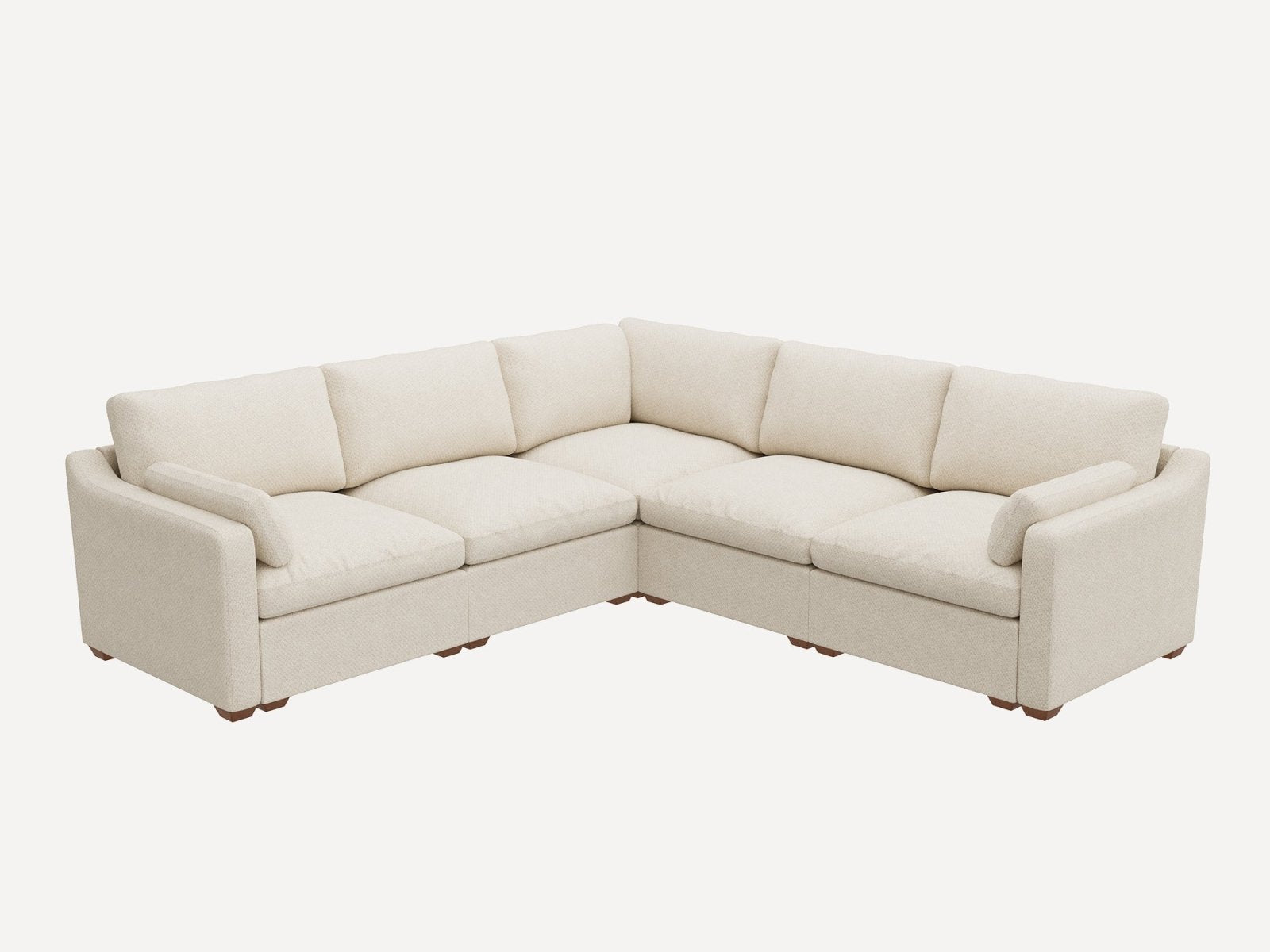 HONBAY 5-Piece Oversized Cloud Down-Filled Chenille Modular L-Shaped Sectional Sofa
#Color_Beige