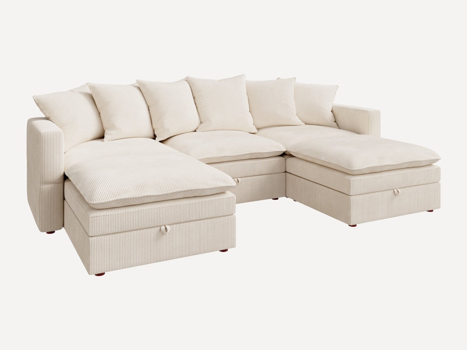 HONBAY 5-Piece Plush double-layer Cushion Corduroy Modular U-Shaped Sectional Cloud Sofa
#Color_Corduroy Beige