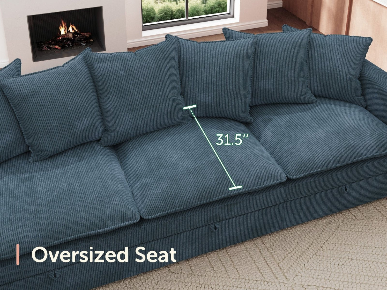 HONBAY 5-Piece Plush double-layer Cushion Corduroy Modular U-Shaped Sectional Cloud Sofa
#Color_Corduroy Blue