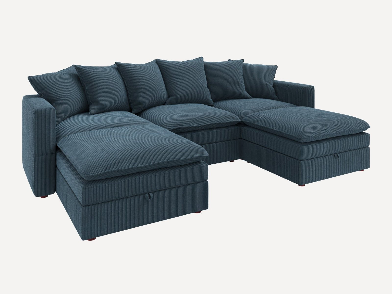 HONBAY 5-Piece Plush double-layer Cushion Corduroy Modular U-Shaped Sectional Cloud Sofa
#Color_Corduroy Blue