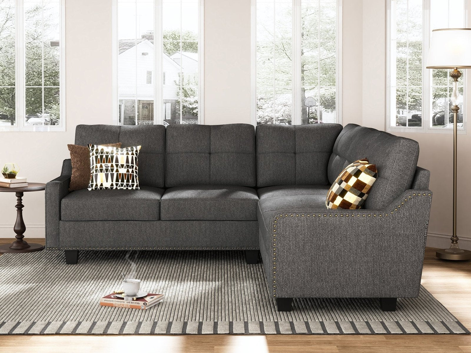 HONBAY 5-Seat L-Shaped Sectional Corner Sofa with Storage Ottoman