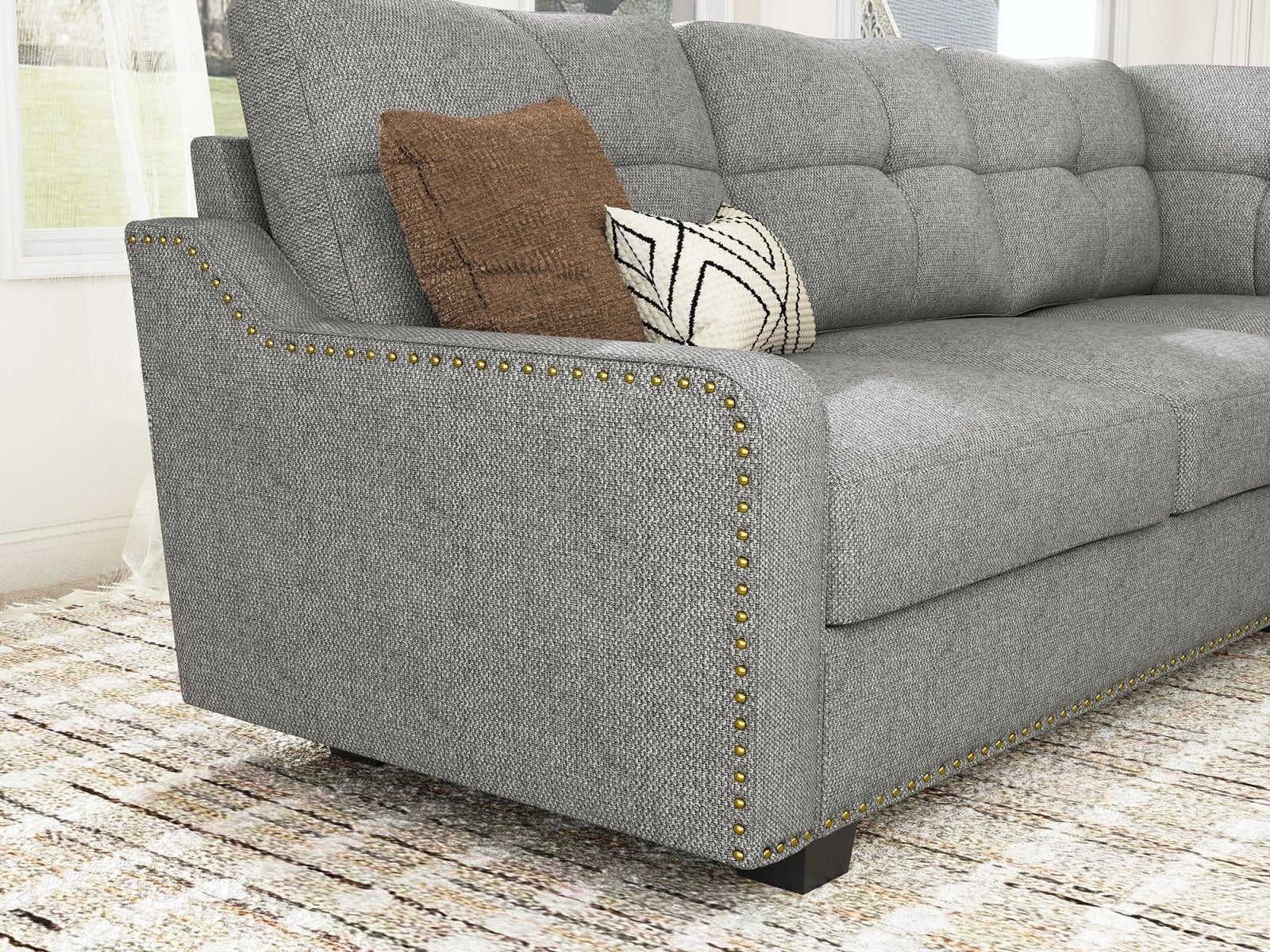HONBAY 5-Seat L-Shaped Sectional Corner Sofa with Storage Ottoman