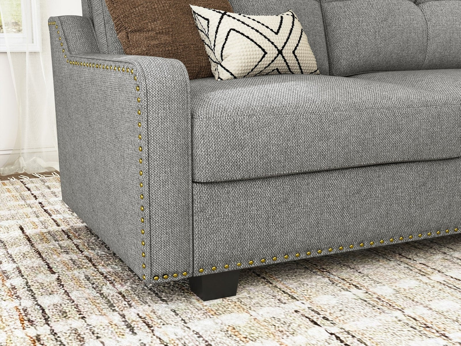 HONBAY 5-Seat L-Shaped Sectional Corner Sofa with Storage Ottoman