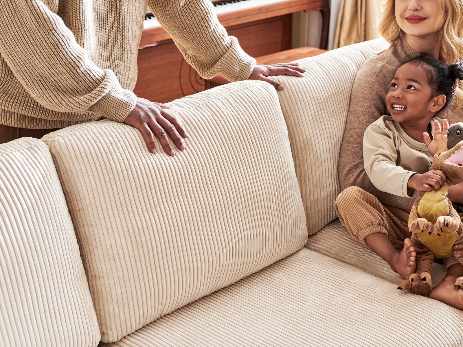 Modular Sectional With Storage Ottoman #Color_Corduroy Beige