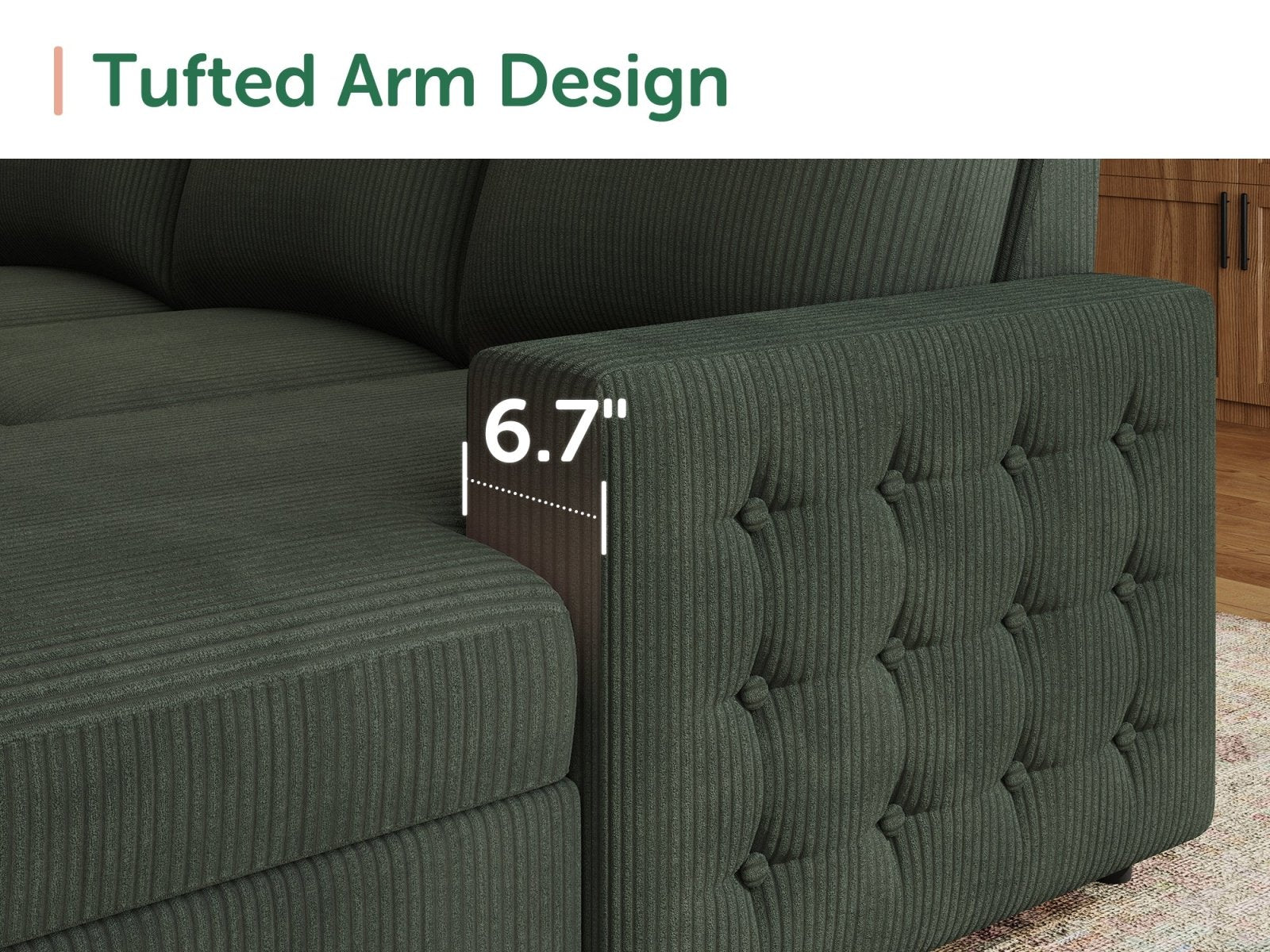 6-Piece Corduroy U-Shaped Sleeper Sectional
#Color_Corduroy Green