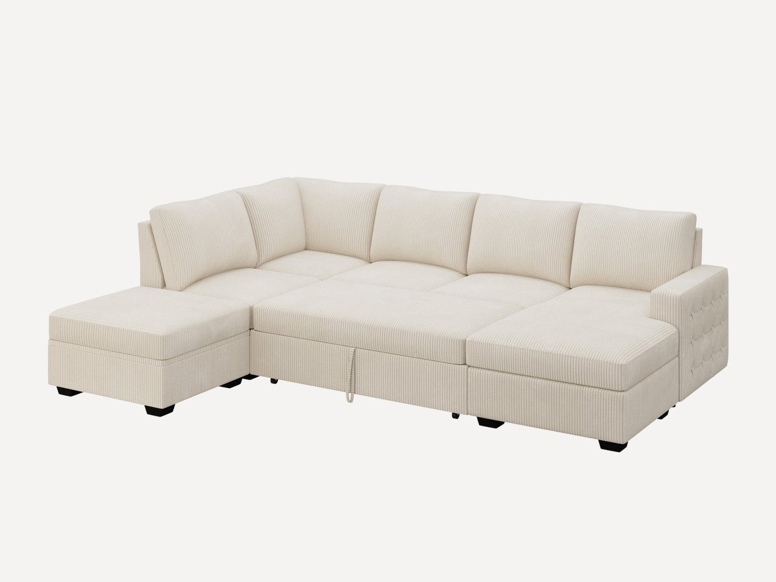 6-Piece Corduroy U-Shaped Sleeper Sectional
#Color_Corduroy Beige