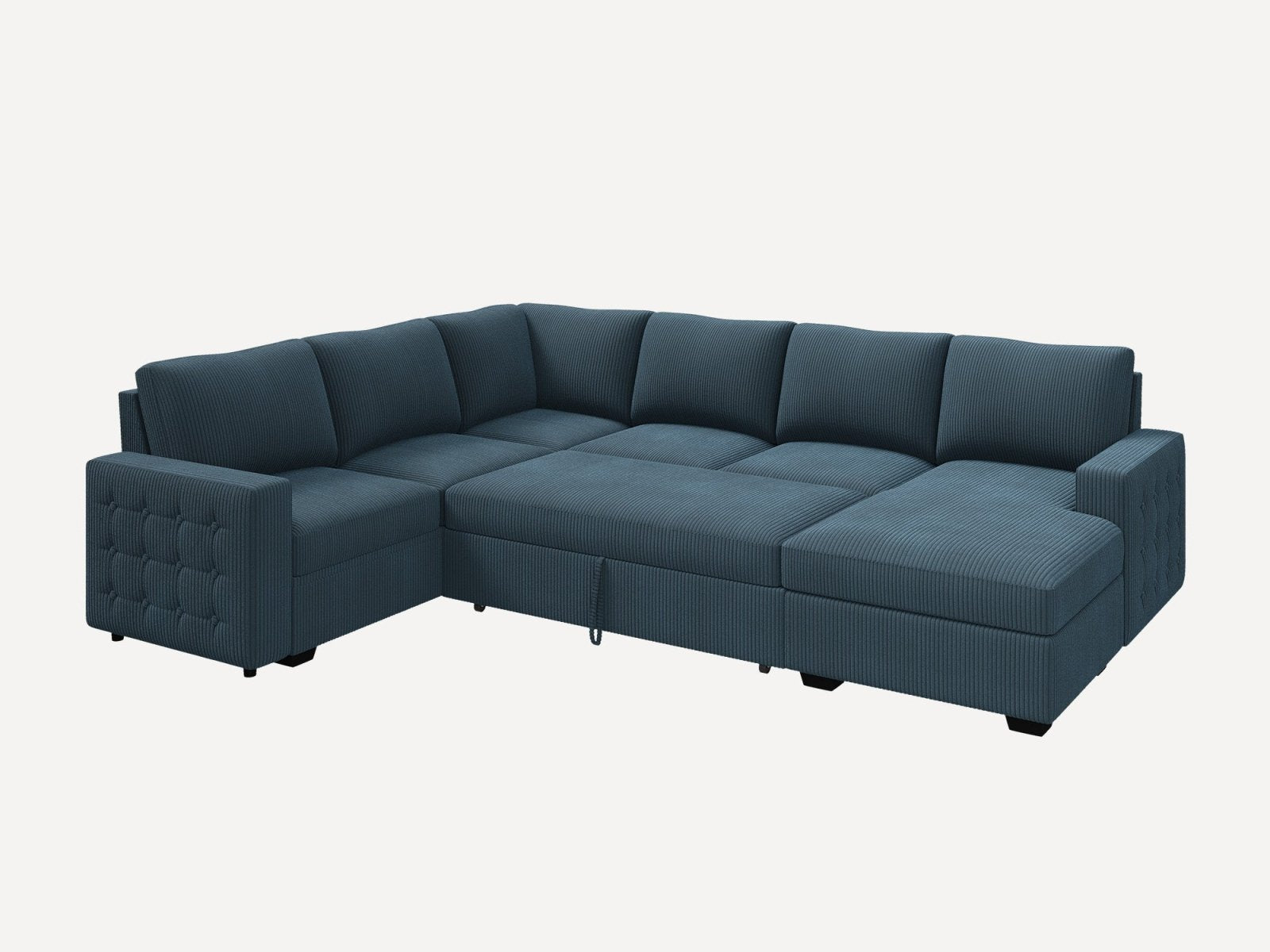6-Piece Corduroy U-Shaped Sleeper Sectional
#Color_Corduroy Blue