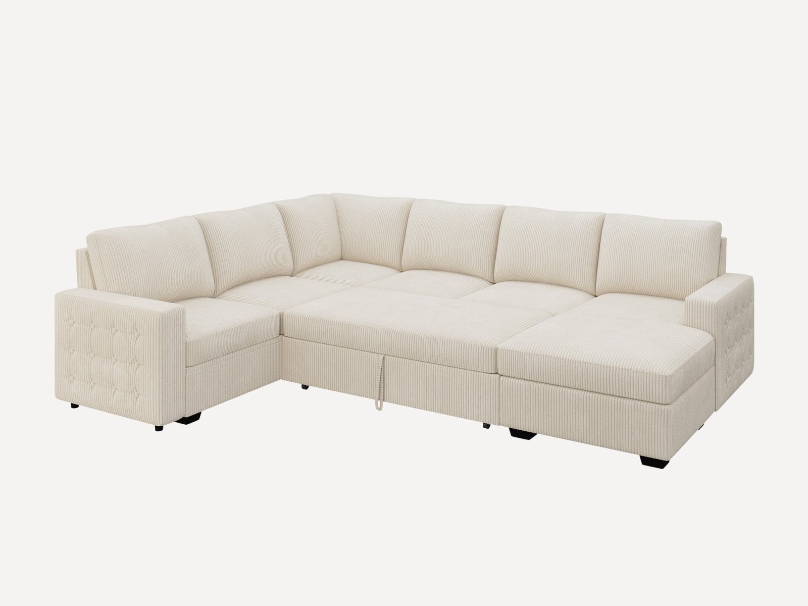 6-Piece Corduroy U-Shaped Sleeper Sectional
#Color_Corduroy Beige