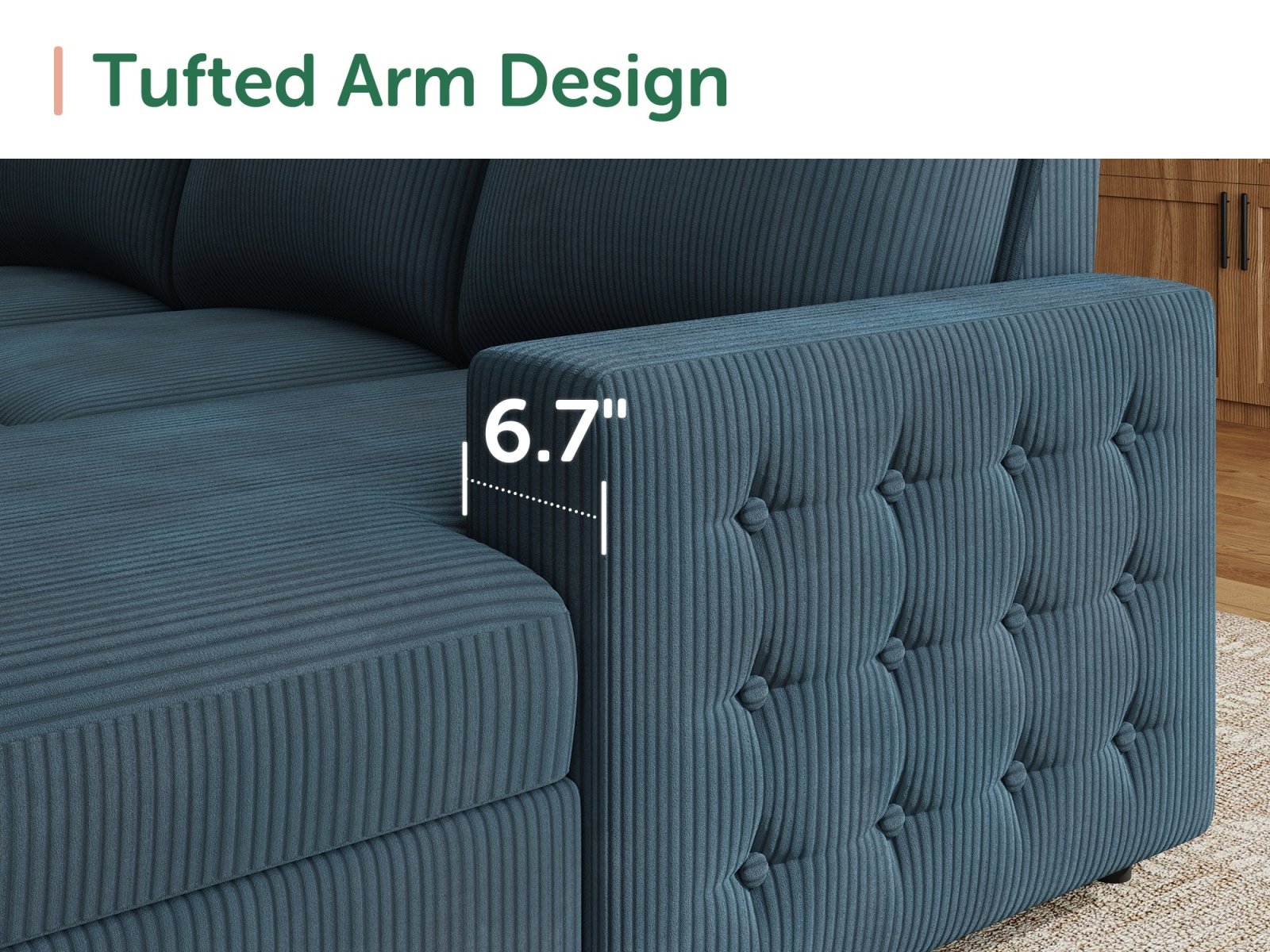 6-Piece Corduroy U-Shaped Sleeper Sectional
#Color_Corduroy Blue